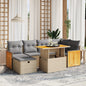 JUNG Vida 7-tlg. Garten-Sofagarnitur mit Kissen Beige Poly Rattan