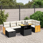 JUNG Vida 8-tlg. Garten-Sofagarnitur mit Kissen Schwarz Poly Rattan