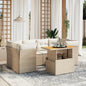 JUNG Vida 7-tlg. Garten-Sofagarnitur mit Kissen Beige Poly Rattan