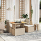 JUNG Vida 6-tlg. Garten-Sofagarnitur mit Kissen Beige Poly Rattan