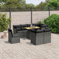 JUNG Vida 9-tlg. Garten-Sofagarnitur mit Kissen Schwarz Poly Rattan
