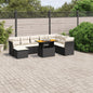 JUNG Vida 9-tlg. Garten-Sofagarnitur mit Kissen Schwarz Poly Rattan