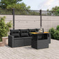 JUNG Vida 5-tlg. Garten-Sofagarnitur mit Kissen Schwarz Poly Rattan