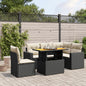 JUNG Vida 6-tlg. Garten-Sofagarnitur mit Kissen Schwarz Poly Rattan