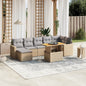 JUNG Vida 8-tlg. Garten-Sofagarnitur mit Kissen Beige Poly Rattan