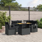 JUNG Vida 6-tlg. Garten-Sofagarnitur mit Kissen Schwarz Poly Rattan