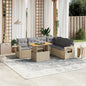 JUNG Vida 7-tlg. Garten-Sofagarnitur mit Kissen Beige Poly Rattan