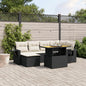 JUNG Vida 7-tlg. Garten-Sofagarnitur mit Kissen Schwarz Poly Rattan