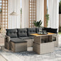 JUNG Vida 7-tlg. Garten-Sofagarnitur mit Kissen Grau Poly Rattan