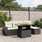 JUNG Vida 6-tlg. Garten-Sofagarnitur mit Kissen Schwarz Poly Rattan
