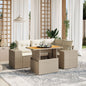 JUNG Vida 5-tlg. Garten-Sofagarnitur mit Kissen Beige Poly Rattan