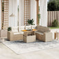 JUNG Vida 7-tlg. Garten-Sofagarnitur mit Kissen Beige Poly Rattan