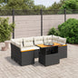 JUNG Vida 7-tlg. Garten-Sofagarnitur mit Kissen Schwarz Poly Rattan