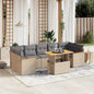 JUNG Vida 8-tlg. Garten-Sofagarnitur mit Kissen Beige Poly Rattan