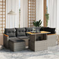 JUNG Vida 7-tlg. Garten-Sofagarnitur mit Kissen Grau Poly Rattan
