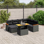 JUNG Vida 8-tlg. Garten-Sofagarnitur mit Kissen Schwarz Poly Rattan