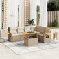 JUNG Vida 7-tlg. Garten-Sofagarnitur mit Kissen Beige Poly Rattan