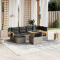 JUNG Vida 7-tlg. Garten-Sofagarnitur mit Kissen Grau Poly Rattan