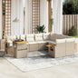 JUNG Vida 10-tlg. Garten-Sofagarnitur mit Kissen Beige Poly Rattan