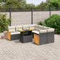 JUNG Vida 9-tlg. Garten-Sofagarnitur mit Kissen Schwarz Poly Rattan