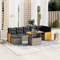 JUNG Vida 8-tlg. Garten-Sofagarnitur mit Kissen Grau Poly Rattan