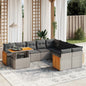 JUNG Vida 10-tlg. Garten-Sofagarnitur mit Kissen Grau Poly Rattan