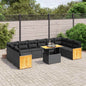 JUNG Vida 11-tlg. Garten-Sofagarnitur mit Kissen Schwarz Poly Rattan