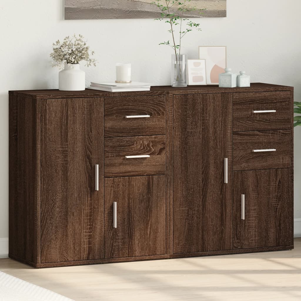 JUNG Vida Sideboards 2 Stk. Braun Eichen-Optik 60x31x70 cm Holzwerkstoff