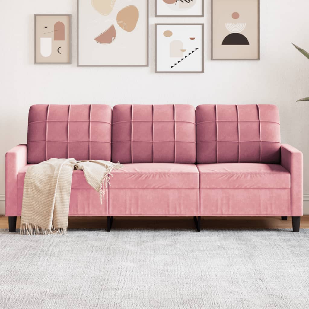 JUNG Vida 3-Sitzer-Sofa Rosa 180 cm Samt
