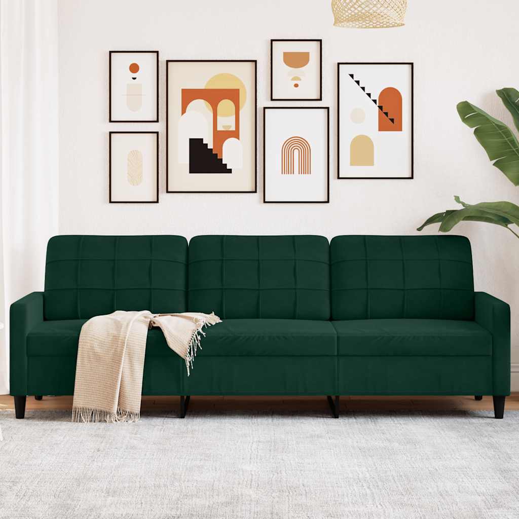 JUNG Vida 3-Sitzer-Sofa Dunkelgrün 210 cm Samt