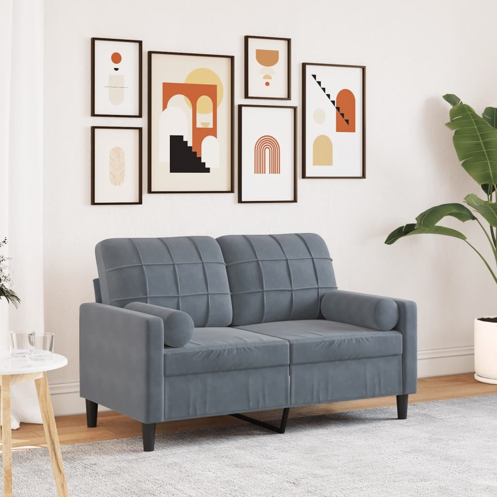 JUNG Vida 2-Sitzer-Sofa mit Zierkissen Dunkelgrau 120 cm Samt