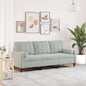 JUNG Vida 3-Sitzer-Sofa mit Zierkissen Hellgrau 180 cm Samt