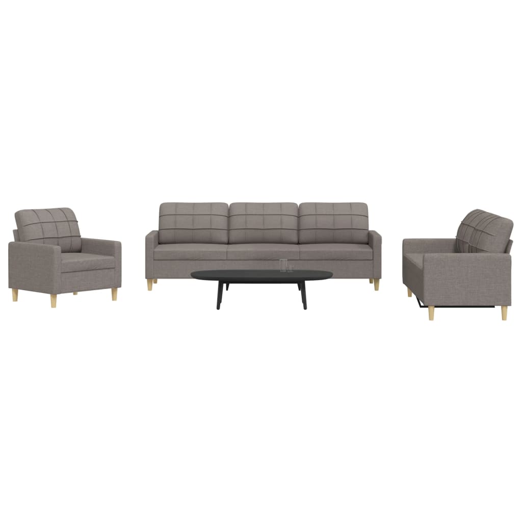 JUNG Vida 3-tlg. Sofagarnitur Taupe Stoff