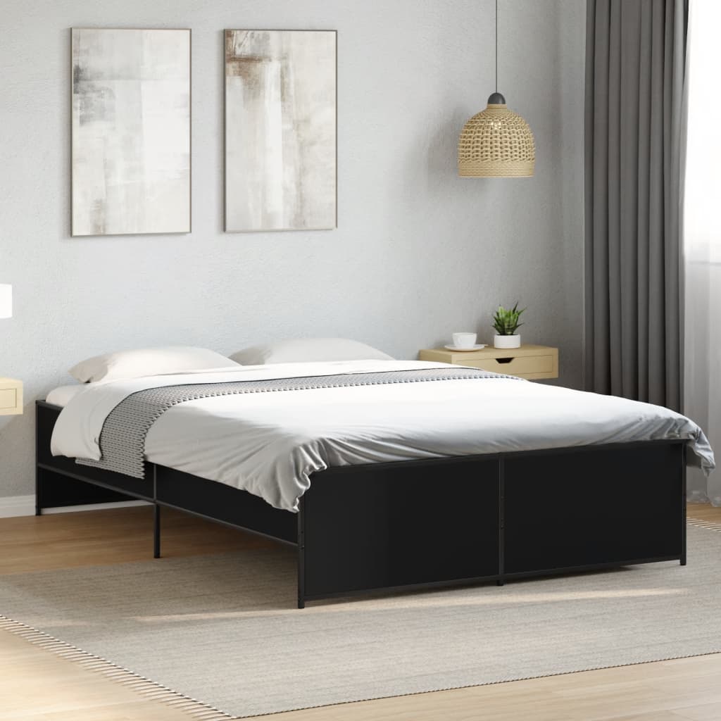 JUNG Vida Bettgestell Schwarz 135x190 cm Holzwerkstoff und Metall
