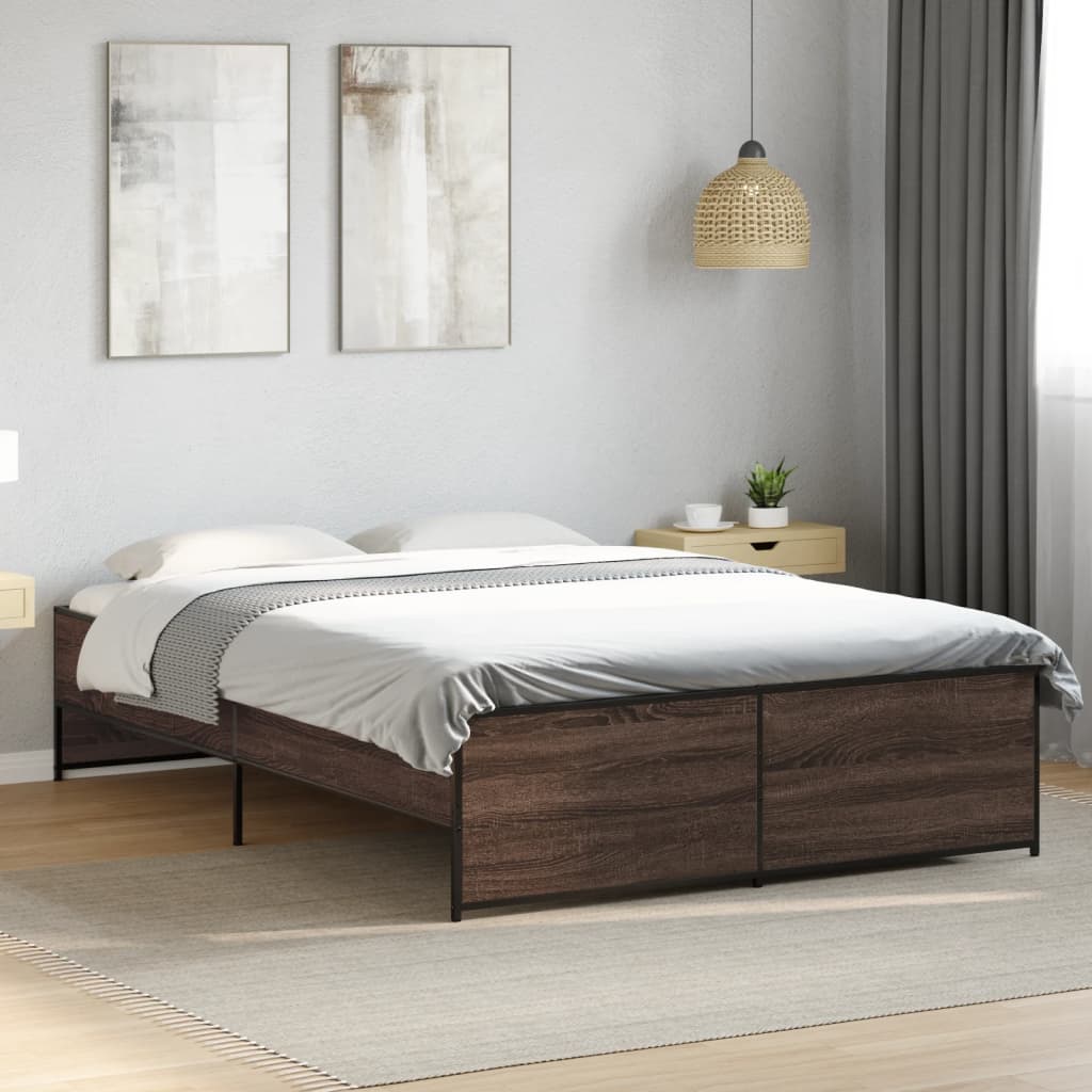 JUNG Vida Bettgestell Braun Eichen-Optik 120x190 cm Holzwerkstoff Metall
