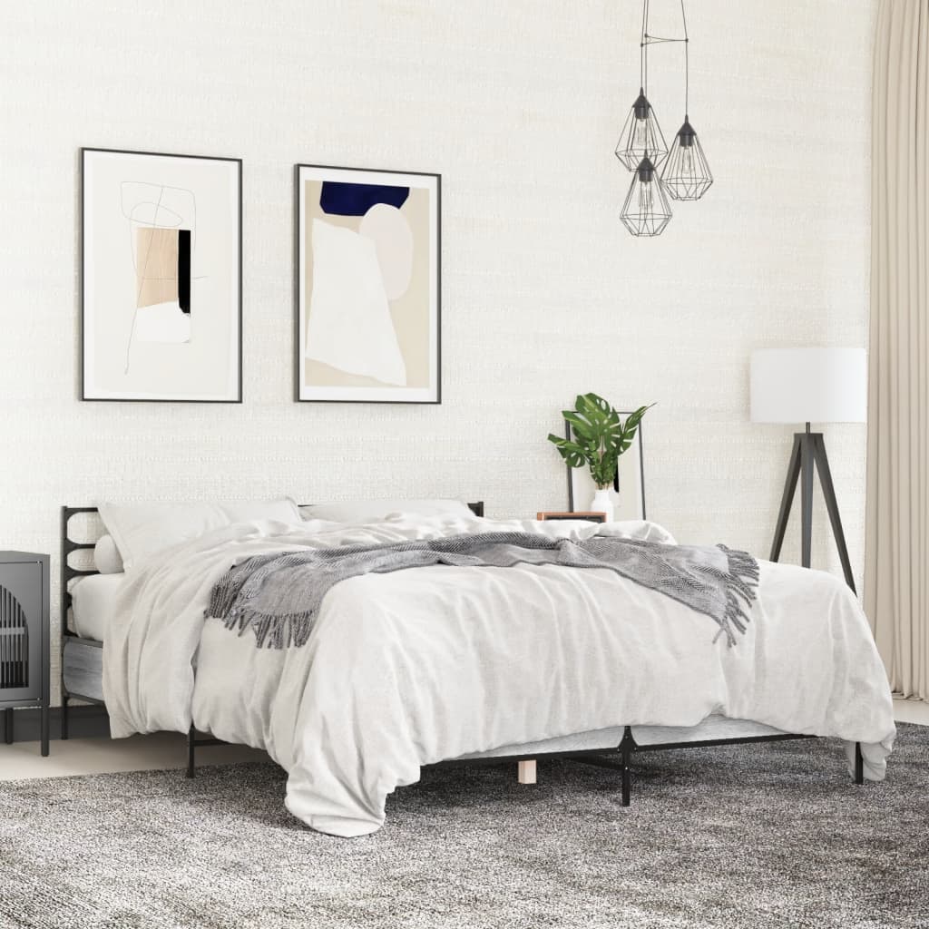 JUNG Vida Bettgestell Grau Sonoma 140x190 cm Holzwerkstoff und Metall