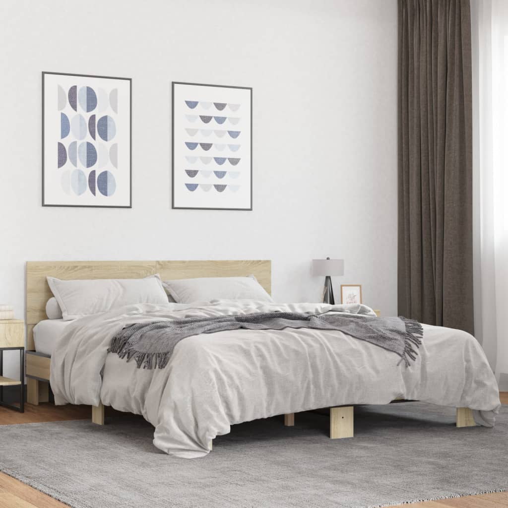 JUNG Vida Bettgestell Sonoma-Eiche 160x200 cm Holzwerkstoff und Metall