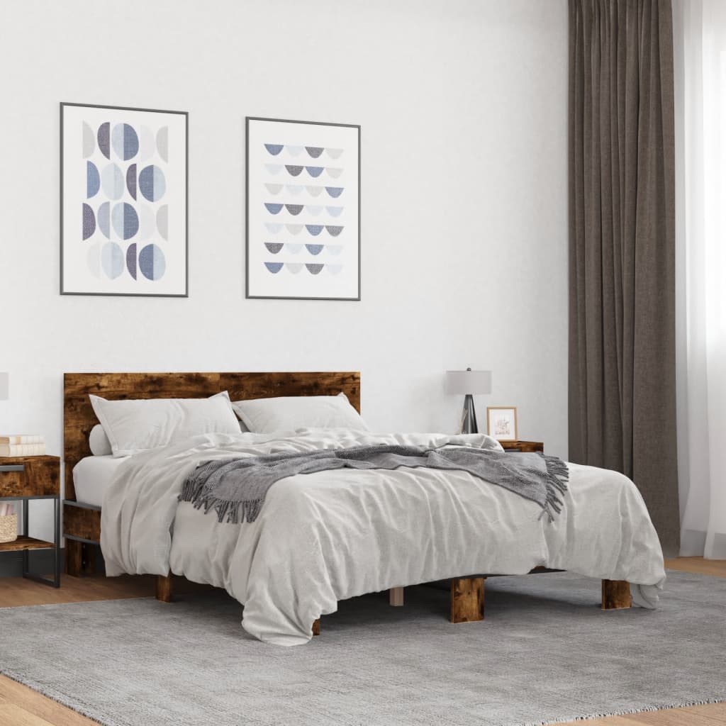 JUNG Vida Bettgestell Räuchereiche 120x190 cm Holzwerkstoff und Metall