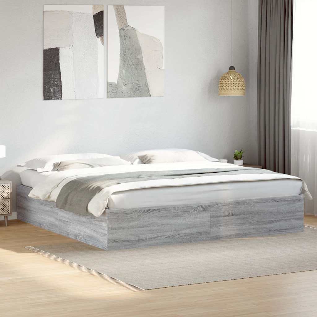 JUNG Vida Bettgestell Grau Sonoma 200x200 cm Holzwerkstoff
