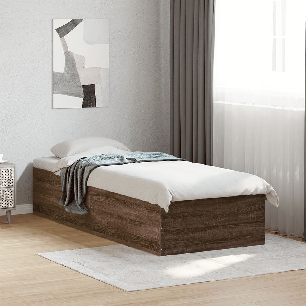 JUNG Vida Bettgestell Braun Eichen-Optik 90x190 cm Holzwerkstoff