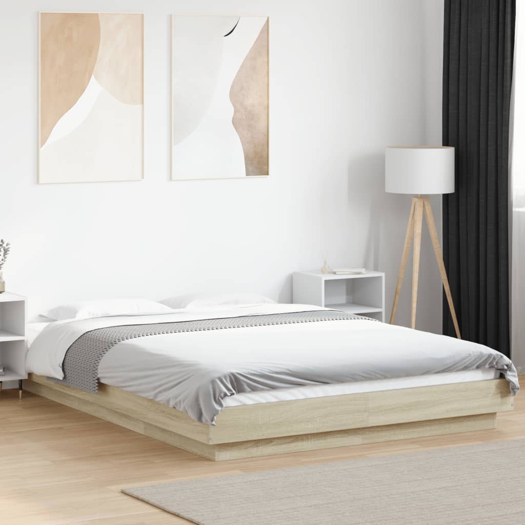 JUNG Vida Bettgestell mit LED Sonoma-Eiche 140x200 cm Holzwerkstoff