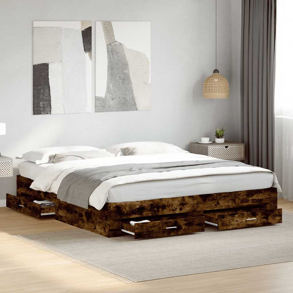 JUNG Vida Bettgestell mit Schubladen Räuchereiche 180x200cm Holzwerkstoff