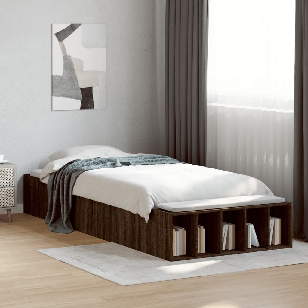 JUNG Vida Bettgestell Braun Eichen-Optik 90x190 cm Holzwerkstoff