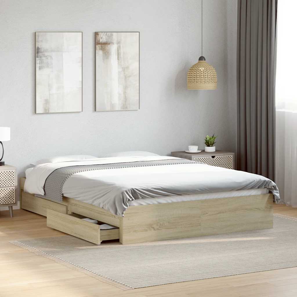 JUNG Vida Bettgestell mit Schubladen Sonoma-Eiche 120x200cm Holzwerkstoff
