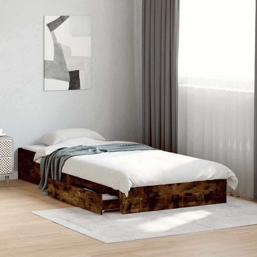 JUNG Vida Bettgestell mit Schubladen Räuchereiche 90x190 cm Holzwerkstoff
