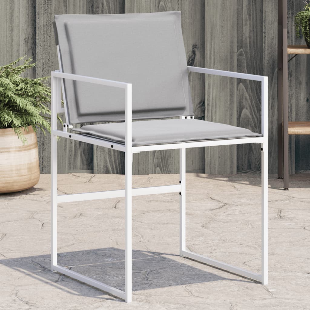 JUNG Vida Gartenstühle mit Kissen 4 Stk. Weiß Stahl und Textilene