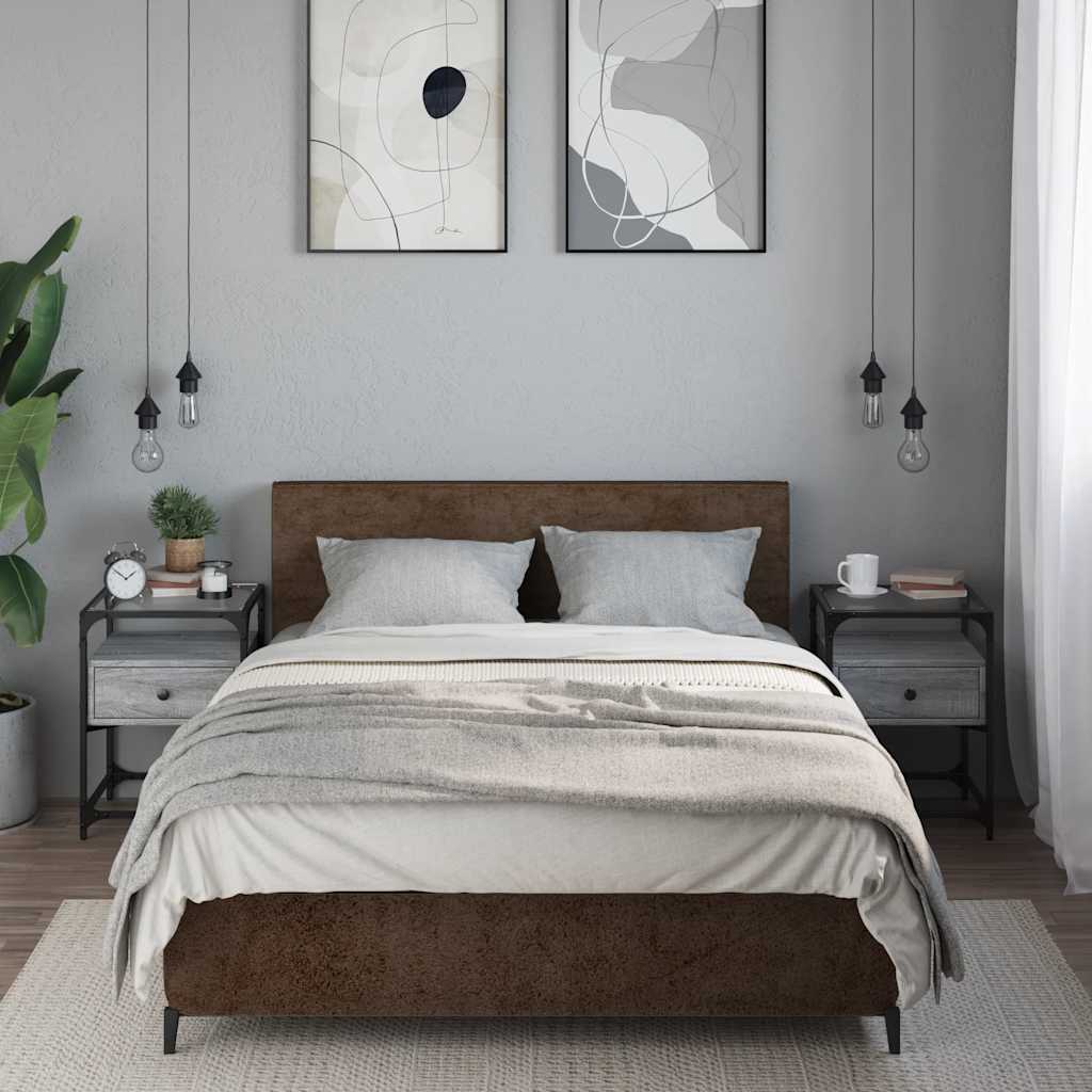 JUNG Vida Nachttische 2 Stk. Grau Sonoma 40x40x55 cm Holzwerkstoff