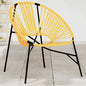 JUNG Vida Gartenstuhl in Ei-Form Schwarz und Gelb Poly Rattan