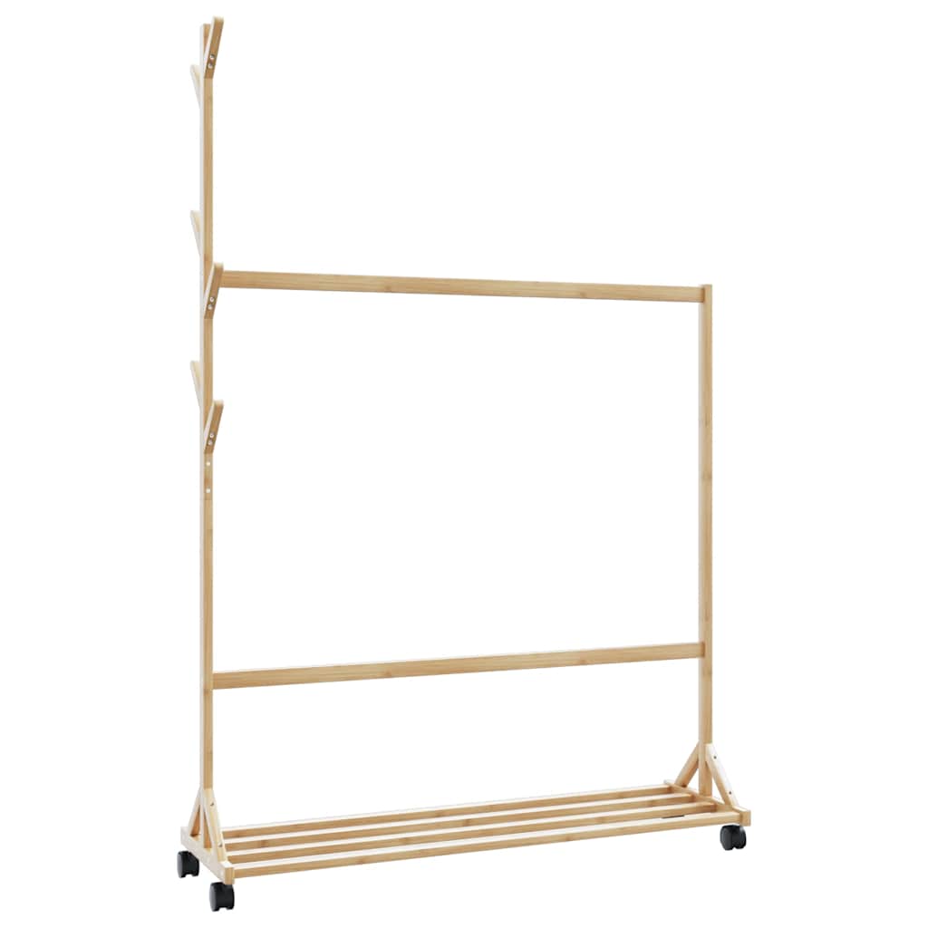JUNG Vida Kleiderständer mit Haken und Rollen 100x35x157 cm Bambus