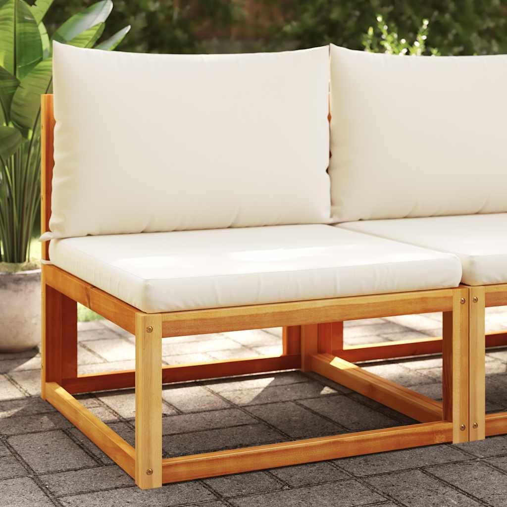 JUNG Vida Gartensofa ohne Armlehnen mit Kissen Holz Akazie & Rattan